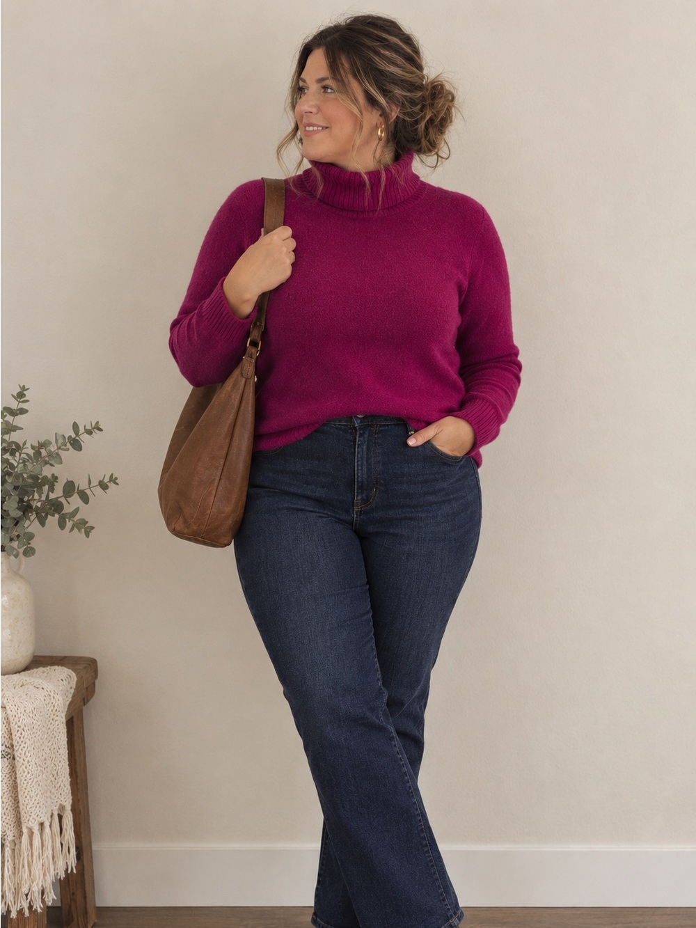 8.) Land’s End / Cashmere / Turtleneck Sweater in Deep Berry